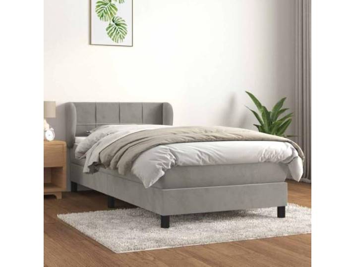 LPERTGFHU Boxspringbett, Samt Bett 90x190 cm mit Matratze & Topper Verstellbares Kopfteil, Taschenfederkern, Anpassungsfähig, Pflegeleicht