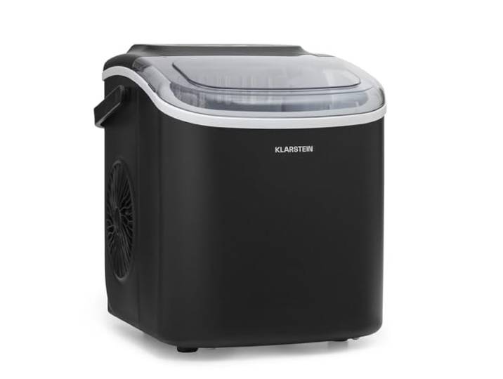 Klarstein Eiswürfelmaschine für Zuhause Camping Gastro, Schnelle Mini-Eiswürfelmaschine Klein, Profi Eismaschine für Große & Kleine Eiswürfel, Selbstreinigend, 1,3L Wassertank, 12kg Eis in 24h