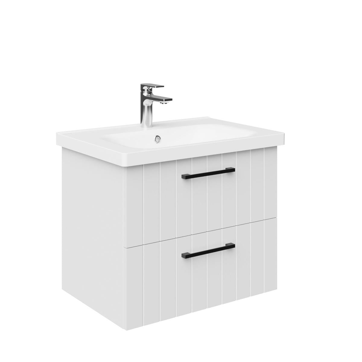 Creavit D10 wastafelonderkast voor de badkamer, wit, 2 lades, wandmontage, MDF