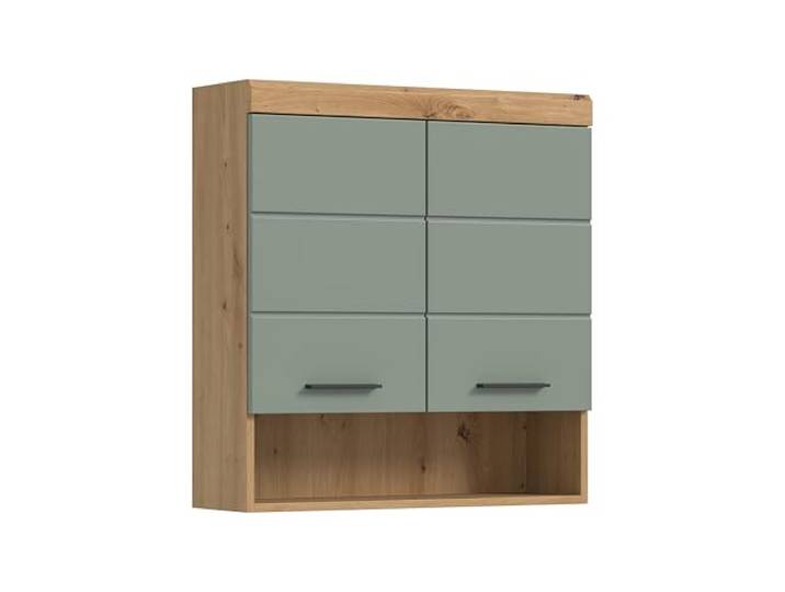 xonox.home - Hängeschrank Scout 74x79x24 cm in Artisan Eiche und Salbei - Hängeschrank Wandschrank Schrank Badmöbel - einfache Montage nordisches Design robust und langlebig stabile Konstruktion