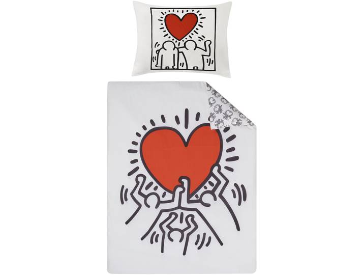 Keith Haring Bettwäschegarnitur Love bunt Baumwolle 160 x 210 100 x 65 cm