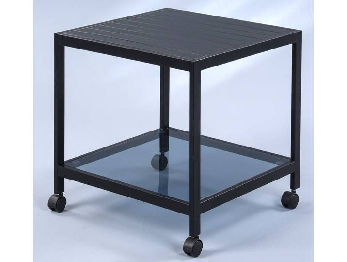 bv-vertrieb Glastisch Beistelltisch 50x50x50 Glastisch schwarz Wohnzimmertisch Rollen #4351, Glasplatte Sicherheitsglas