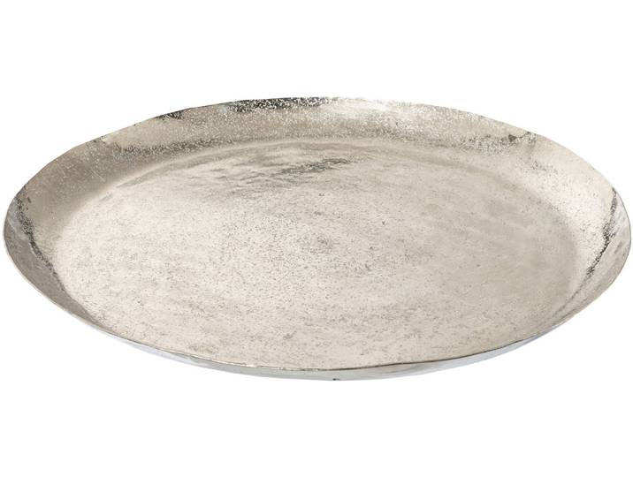 Dekoteller CREATIV DECO Weihnachtsdeko , silber (silberfarben), H:3cm Ø:39cm, Metall, Dekoschalen, Dekoteller, schimmernde Oberfläche