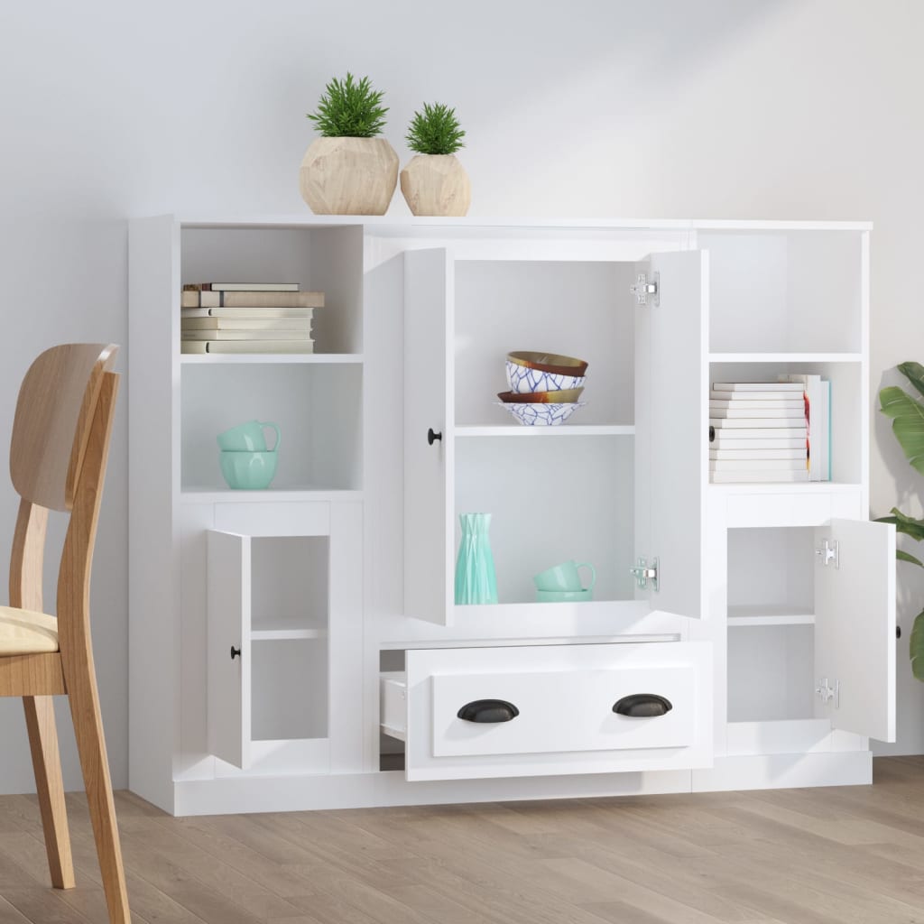 vidaXL Buffets 3 pcs blanc bois d'ingénierie