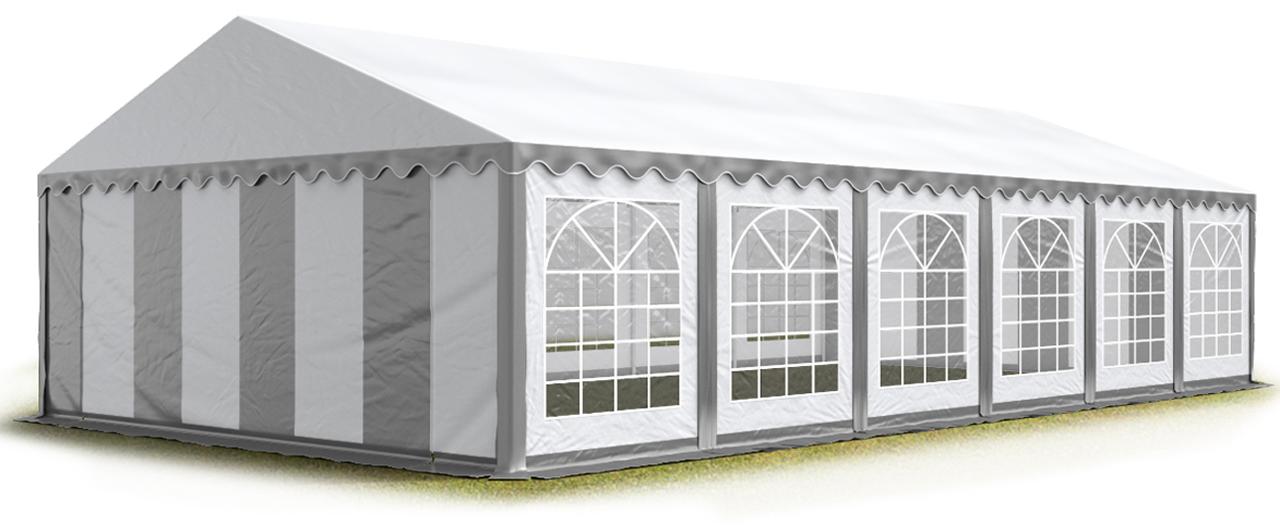TOOLPORT Partyzelt Festzelt 6x12 m Garten-Pavillon PVC Plane 700 N in grau-weiß Wasserdicht