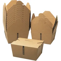 #IAMPLASTICFREE 450 Stück Menüboxen 600ml Kraftpapier braun - Lunchbox, Takeaway-Box, Einwegbox, biologisch abbaubar, hitzeresistent