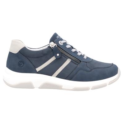 Keilsneaker REMONTE, Damen, Gr. 37, Textil, blau (jeansblau, hellgrau), Lederimitat, Textil, Schuhe, Freizeitschuh, Halbschuh, Schnürschuh in veganer Verarbeitung