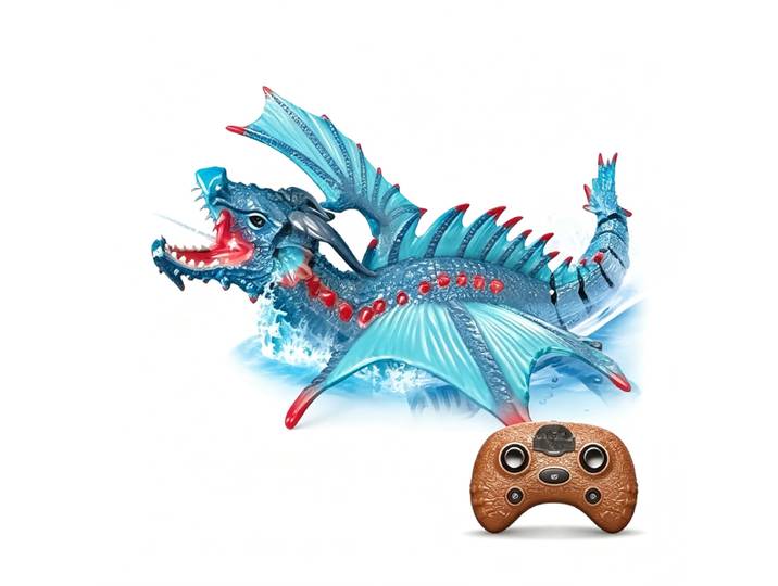 Op Afstand Bestuurbare Zwemmende Dinosaurus voor Kinderen - Interactieve Lichtgevende Ogen, 360 Rotatie, Watersproeier, Vooruit/Achteruit/Draaien, One-Touch Demo, DIY Montage
