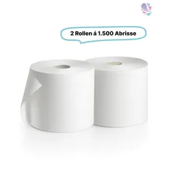 Putzrolle weiß, 2 Rollen, 2-lagig, 3.000 Abrisse, 240 x 350mm, saugstark, reißfest