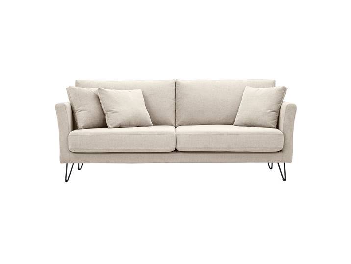 Canapé 3 places en tissu chenille beige et métal OSLO
