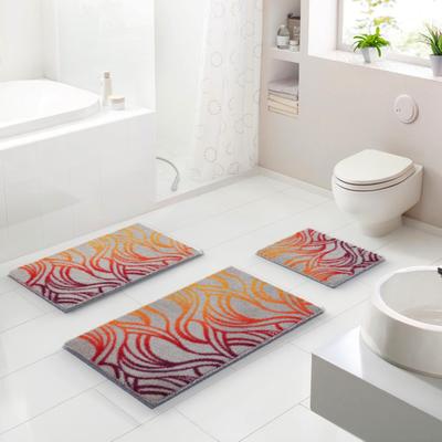 Badematte GRUND "Mayra", orange, H:20mm, Polyacryl, Badematten, Badematte, Frisches Wellenmuster in lebendigen Farben, 5 Jahre Garantie