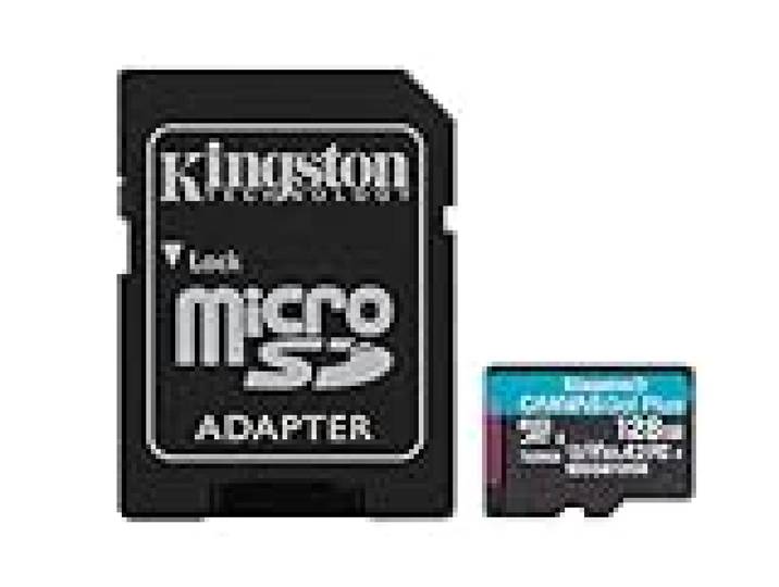 Kingston Canvas Go Plus microSDXC Memory Card Gen4 200MB/s A2 U3 V30 128GB Card - Adapter-SDCG4/128GB