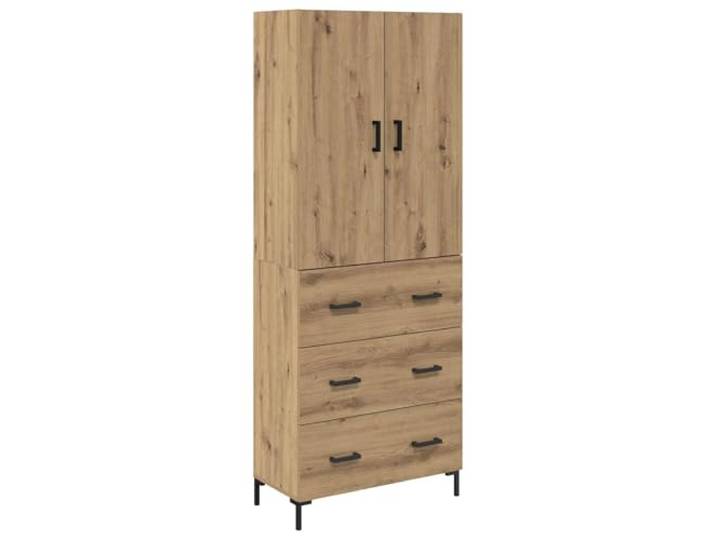 Highboard Artisan-Eiche 69,5 x 34 x 180 cm Holzwerkstoff Freistehend, matte Oberfläche, Flügeltüren, D-Zugriffe, Wandbefestigung, Holzwerkstoff, Wohn- und Essbereich