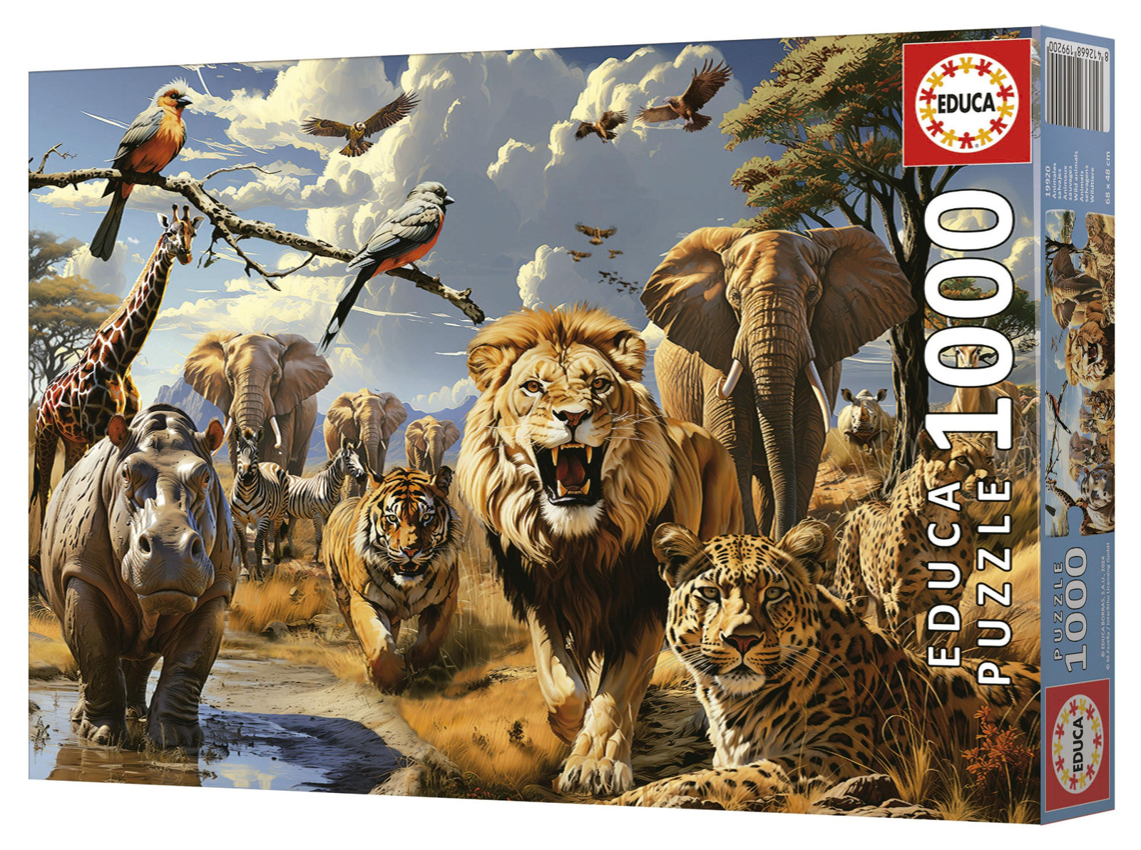 Educa Wilde dieren puzzel, 1000 stukjes, goudkleurig