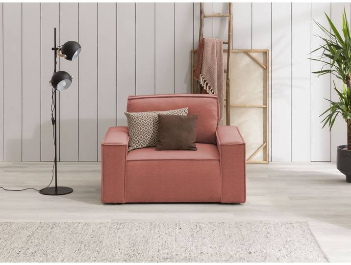 Sessel GOODPRODUCT SHERWOOD Samtvelours Love-Seat , rot (coral), B:120cm H:85cm T:86cm, 100% Polyester, Sessel, Sessel, passend zur Polster-Serie SHERWOOD