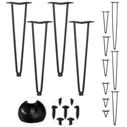 Relaxdays 4er Set Hairpin Legs mit 2 Streben Schwarz