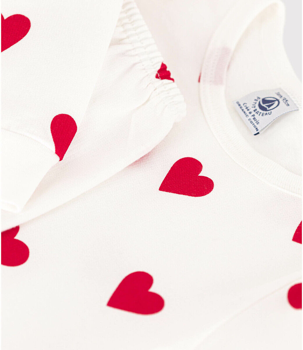 PETIT BATEAU Pyjama 2 pièces en molleton imprimé coeurs