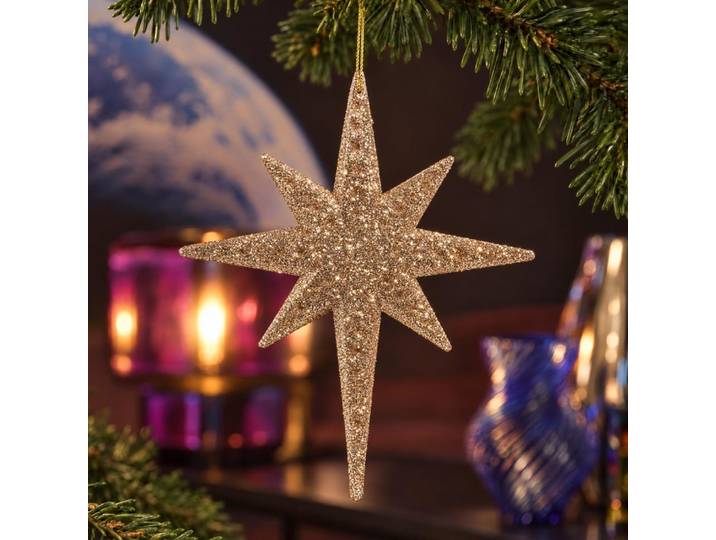 Flacher Stern als Weihnachtsschmuck in Bronzefarbe