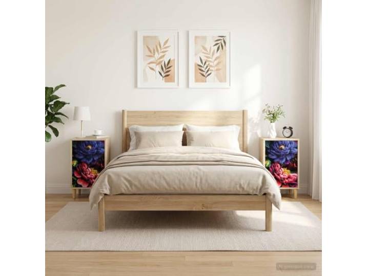 YUTAASU Nachttisch Kiel 2er Set Sonoma-Eiche 36x33x60 cm Holzwerkstoff, Stauraum, Modernes Design, Pflegeleicht