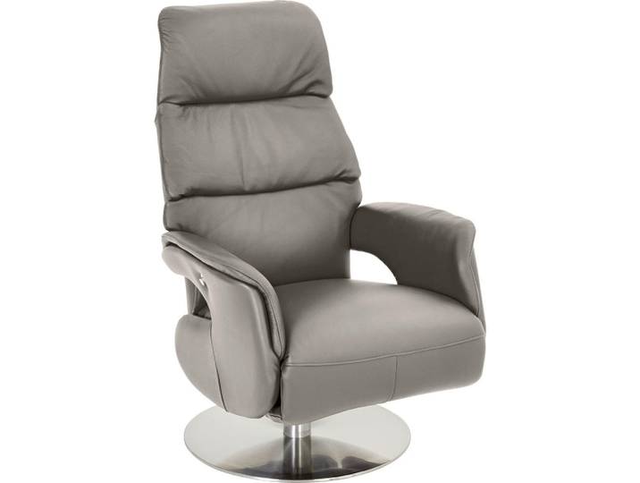Welnova Relaxsessel, Edelstahlfarben, Grau, Leder, Metall, Echtleder, Semi-Anilinleder, Uni, 71x107x80 cm, Fussart wählbar, Lederauswahl, Relaxfunktion, Wohnzimmer, Sessel, Relaxsessel