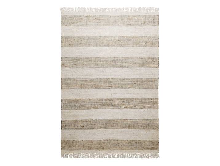 Tapis plat tissé main à franges rayé brun et beige 130x190