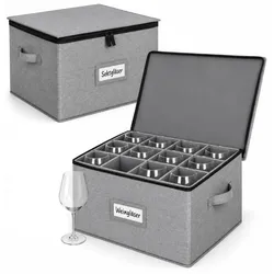 Relaxdays Aufbewahrungsbox für Geschirr 2er Set Grau