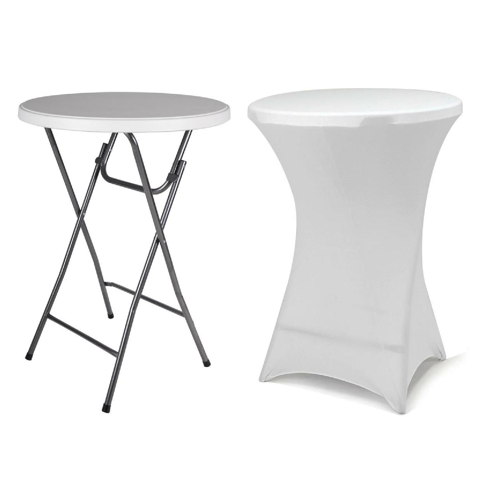 VCM Klapptisch Partytisch mit Husse Tisch rund Gartentisch klappbar Bartisch 110 cm rund