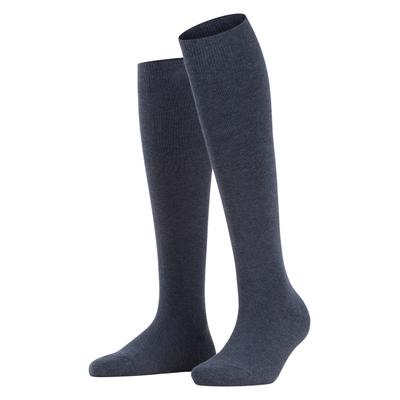 Kniestrümpfe ESPRIT "Basic Pure", Damen, Gr. 35-38, blau (navyblau m), Baumwollmischung, unifarben, normal, Socken Kniestrümpfe, blickdicht, unifarbenes Basic-Design, geripptes Bündchen