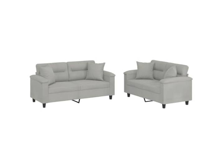 RJPLMFV Sofa 2 Kissen, hellgrau, Mikrofaser Struktur aus Sperrholz, schmutzabweisend, leicht zu reinigen, bequemer gepolsterter Sitz, 110 kg pro Sitz