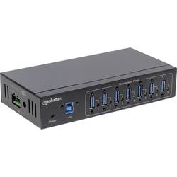 Manhattan 164405 USB-Hub 7 Port USB-A USB 3.0 5 GBit/s Metallgehäuse, für industrielle Anwendungen, zur Wandmontage Schwarz 164405