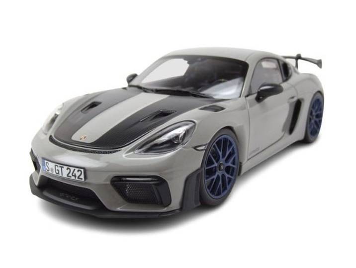 Norev Modellauto Porsche Cayman GT4 RS Weissach Package 2023 kreide grau, Maßstab 1:18