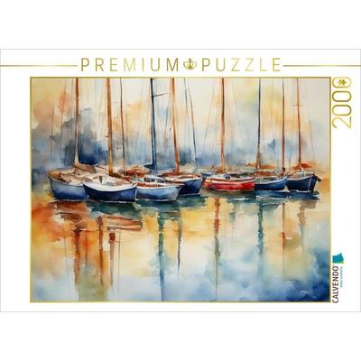 CALVENDO Puzzle Boote im Hafen | 2000 Teile Lege-Größe 90x67cm Foto-Puzzle für glückliche Stunden