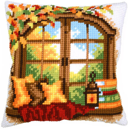 Kreuzstichkissen "Blick in den Herbst"