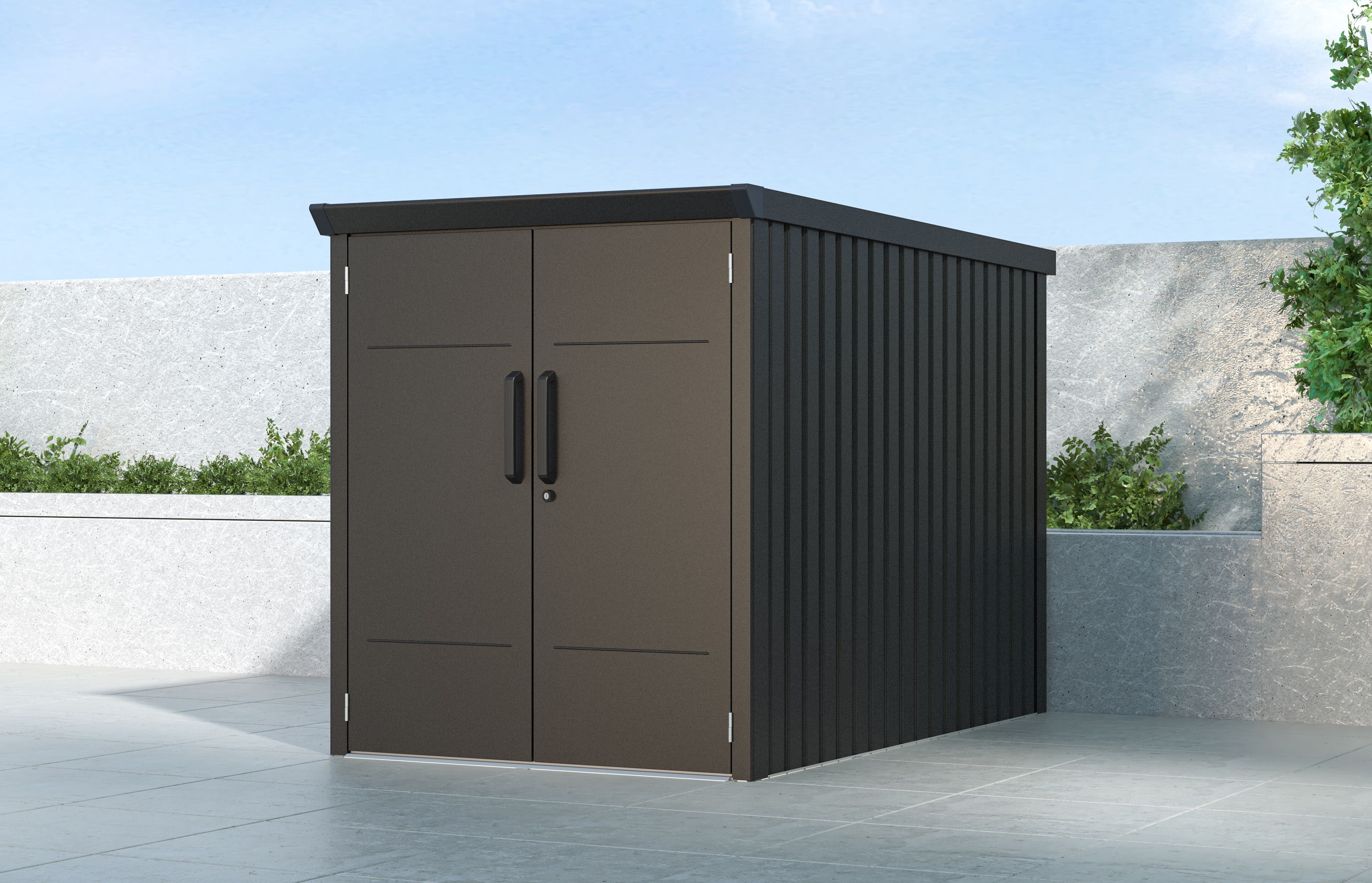 Fahrradbox WESTMANN "Velos 1", schwarz, B:133cm H:151cm T:222cm, Stahl, Aufbewahrungsboxen, Fahrradbox, BxTxH: 133x222x151 cm