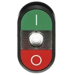 ABB MPD2-11C Doppeldrucktaster, Tasten - oben grün: Symbol I - unten flach: rot Symbol O - Mitte: farblos 1SFA611131R1108