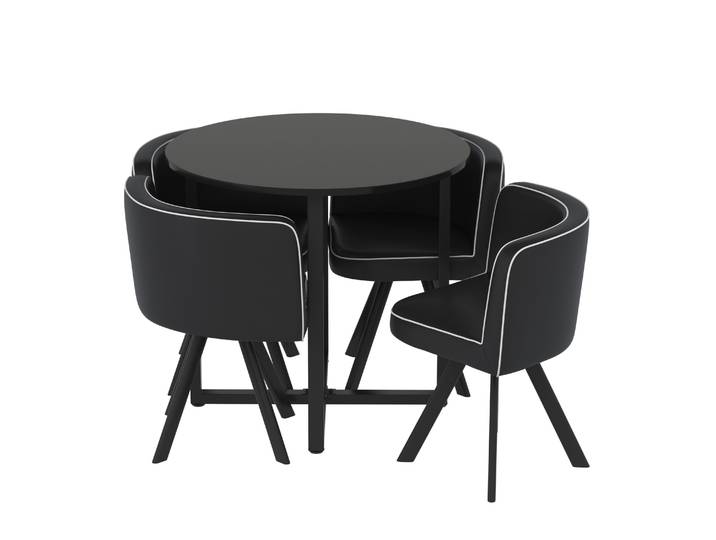 Essgruppe Leder GRENAR 5-teilig rund schwarz/weiss