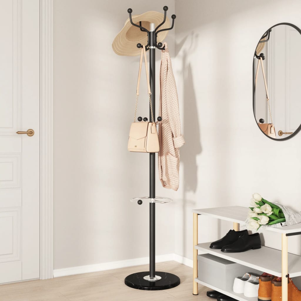 vidaXL Porte-manteau avec porte-parapluie noir fer enduit de poudre