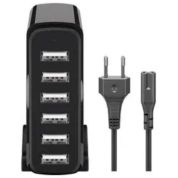 CoreParts MicroBattery 6Ports USB Charger Black (40 W, 6 Ports), USB Ladegerät, Schwarz