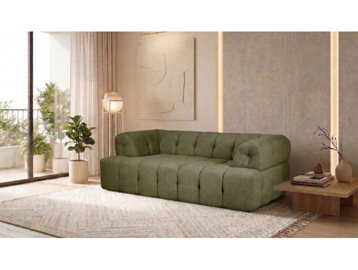 2-Sitzer HOME AFFAIRE APERIRE Design-Sofa, moderne Steppung, Breite 180 cm , grün (oliv), B:180cm H:77cm T:100cm, 100% Polyester, Sofas, mit Wellenunterfederung, gemütlich und modern, komfortables Sitzgefühl