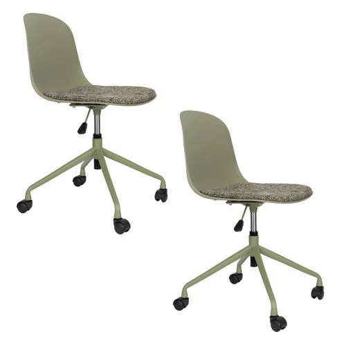 Housecraft Living Roxanne draaibare bureaustoelen met wielen - groen (set van 2)