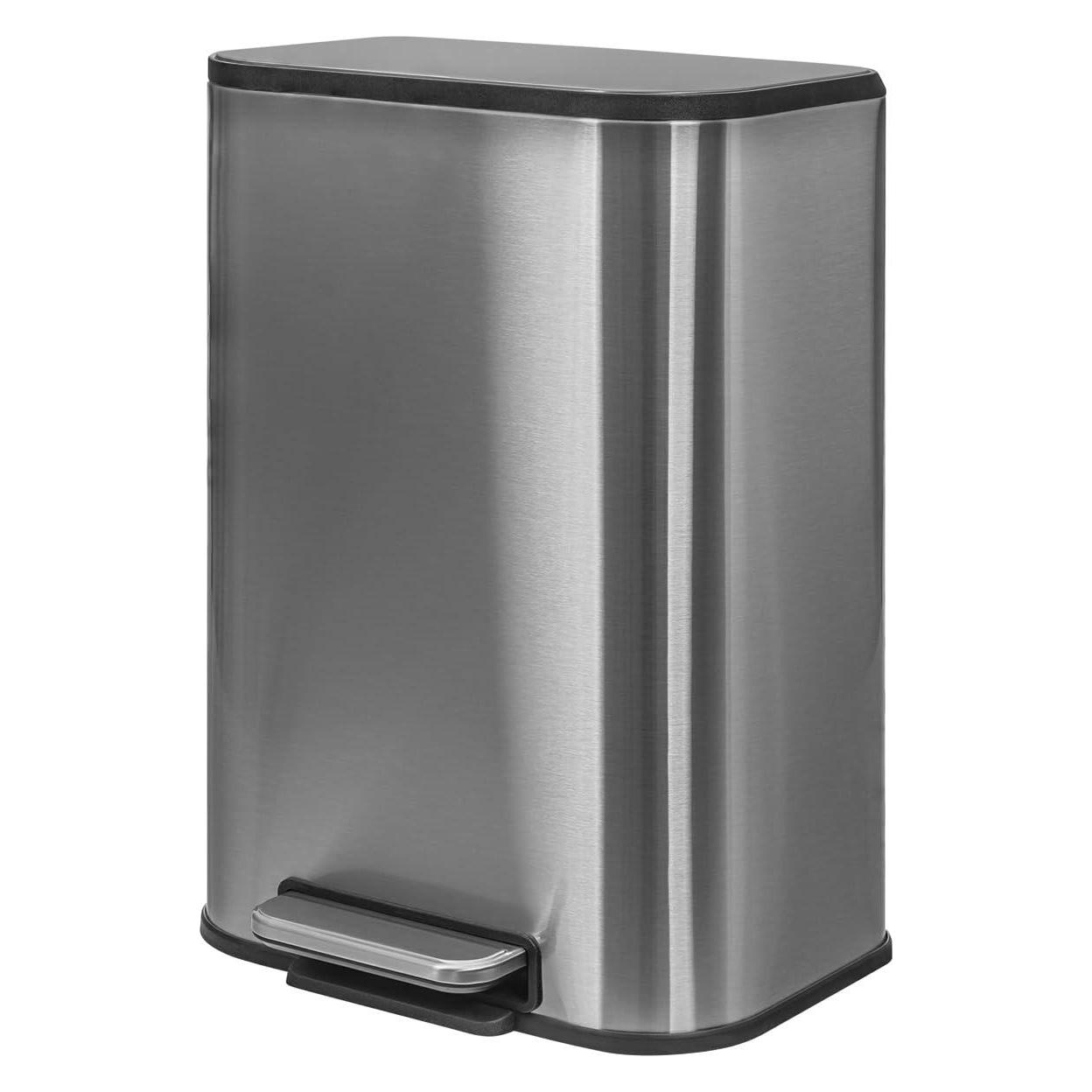 Donau Home Kosz na śmieci Kosz ze stopką, wolnoopadający, prostokątny, 20l, srebrny mat (20 l) (73424449)