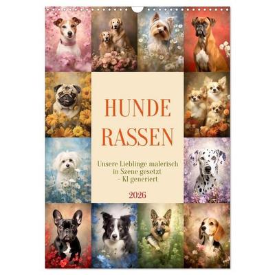 Hunderassen (Wandkalender 2026 DIN A3 hoch), CALVENDO Monatskalender