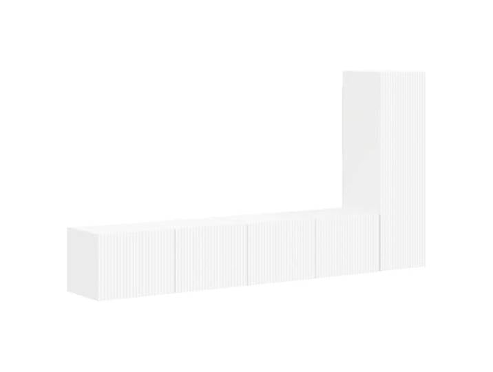 KUPTYERFG TV Schrankset Wandmontiert 3 STK Weiß Holzwerkstoff Lowboard Platzsparendes Hängeschrank Set für Wohnzimmer und Schlafzimmer, bietet geschützten Stauraum und eine moderne Ästhetik.