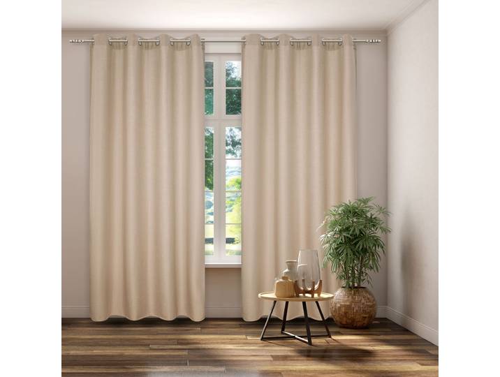 Vorhang KUTTI Dimout, 1 Stück, Ösen, verdunkelnd, isolierend Gr. 4, beige (creme), B:140cm H:225cm, Polyester, Gardinen, Vorhang, Verdunkelung, Thermo, isolierend, einfarbig