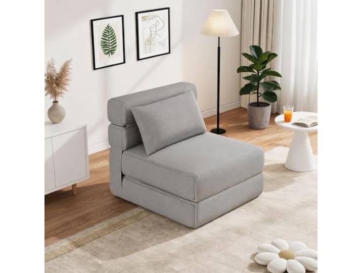 FairyLee Klappbares 3-in-1 Schlafsofa Mit Memory-Schaum & Kissen – Moderne Futon-Liege Mit Abnehmbarem Leinenbezug
