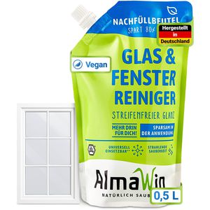 AlmaWin Glasreiniger Glas&Fenster, gebrauchsfertig, Nachfüller 0,5 Liter