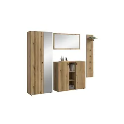 Garderobenkombination 4-teilig  Station ¦ holzfarben ¦ Maße (cm): B: 237 H: 192