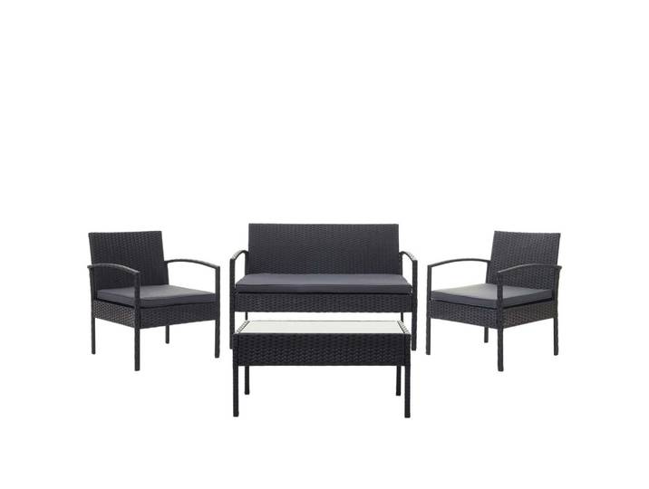 POLY-RATTAN GARNITUR Schwarz, Anthrazit