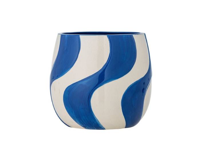 Blumentopf „Maris“ – Blaues Steingut - Blau - Luxusbetten24