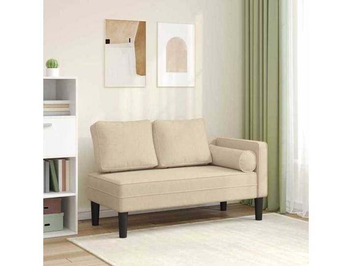 Chaise longue avec coussins crème tissu 4007584